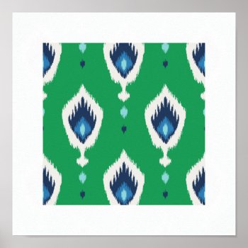 Chic Modern Blue Green Ikat Pattern Tribal Print by TintAndBeyond at Zazzle