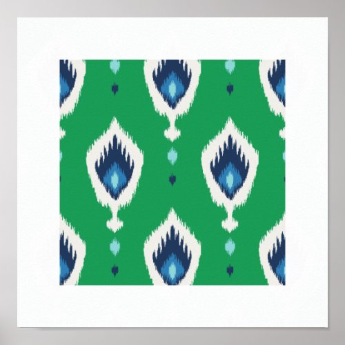 chic modern blue green ikat pattern tribal print
