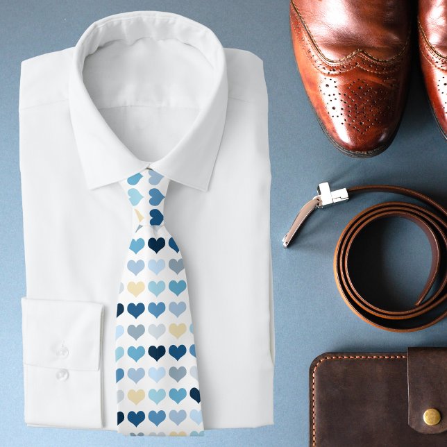 Chic Modern Blue Hearts Valentine's Day Neck Tie (Creator Uploaded)