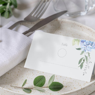 Chic modern Blue Hydrangea Wedding Table Place Card