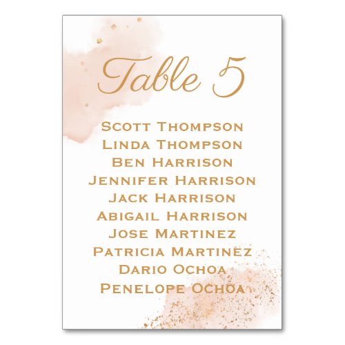 Chic Modern Blush Gold Seat Assignment Chart Table Number