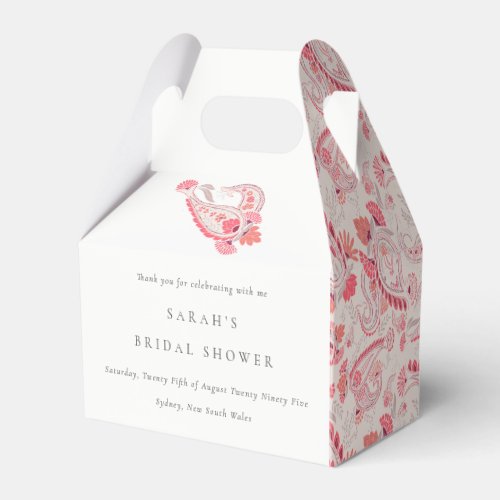Chic Modern Blush Paisley Typography Bridal Shower Favor Boxes