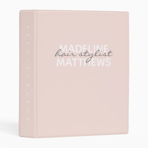 Chic Modern Blush Pink Monogrammed Script Name Mini Binder