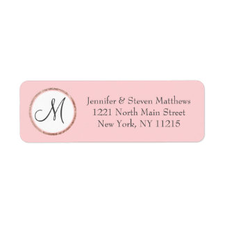 Chic Modern Blush Pink Rose Gold Circle Monogram Label