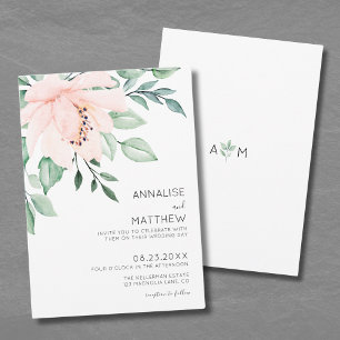 Chic Modern Blush Pink Watercolor Floral Wedding Invitation