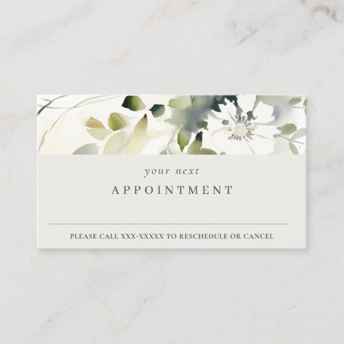 Chic Modern Boho Abstract Green Floral Appointment Business Card