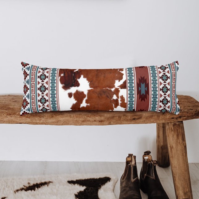 Chic Modern Boho Western Cowhide  Body Pillow (Creator Uploaded)