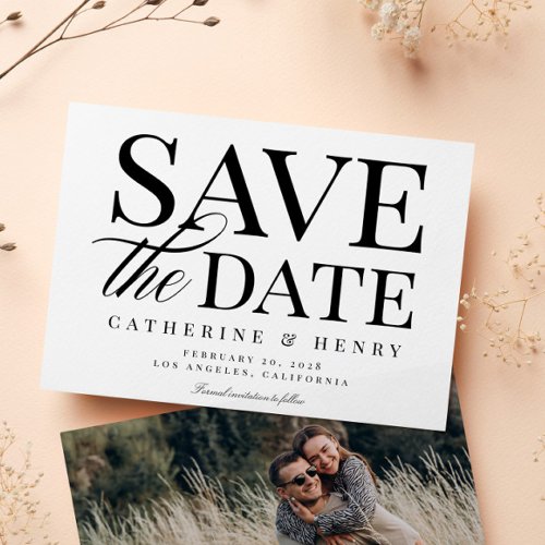 Chic Modern Bold Black White Wedding Save the Date Invitation