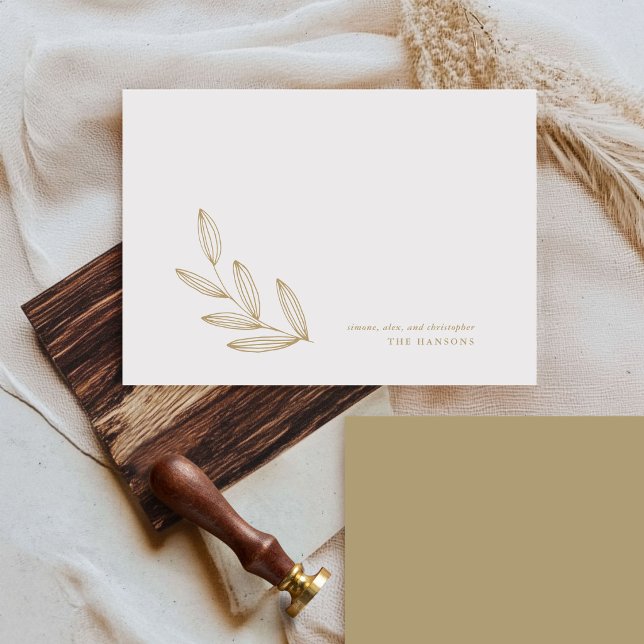 Chic Modern Botanical Sprout Tan Cream and White Note Card (Chic Modern Botanical Sprout Tan Cream and White Note Card)