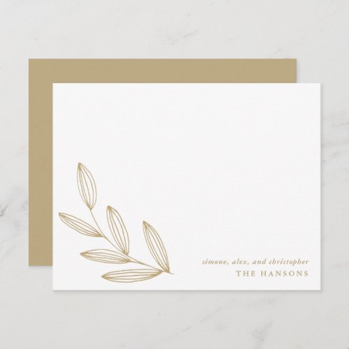 Chic Modern Botanical Sprout Tan Cream and White Note Card