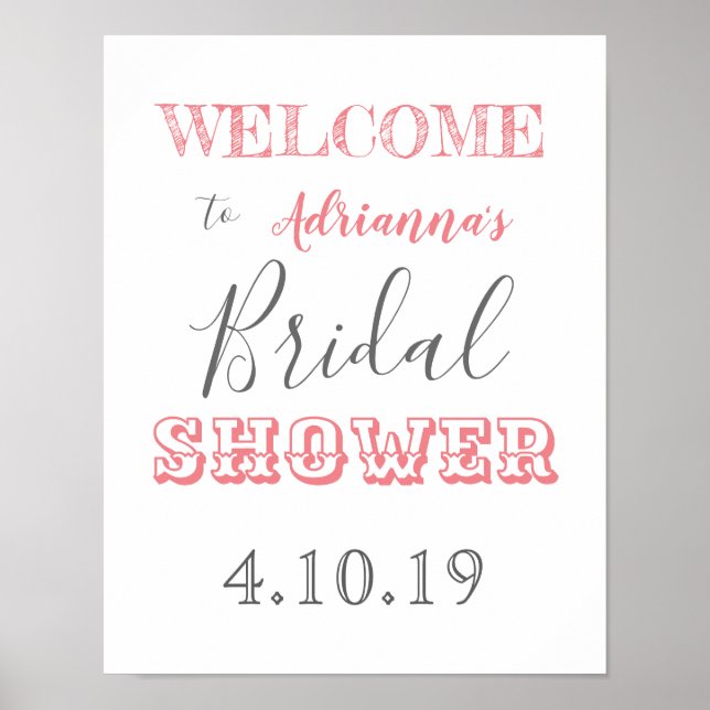 Chic Modern Bridal Shower Welcome Sign (Front)