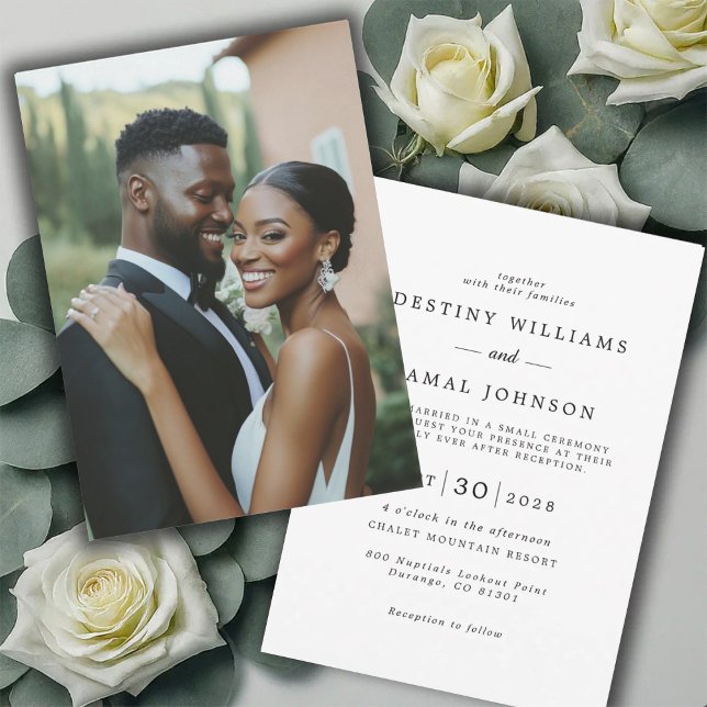 Chic Modern Bride Groom Photo Wedding Reception Invitation (Creator Uploaded)