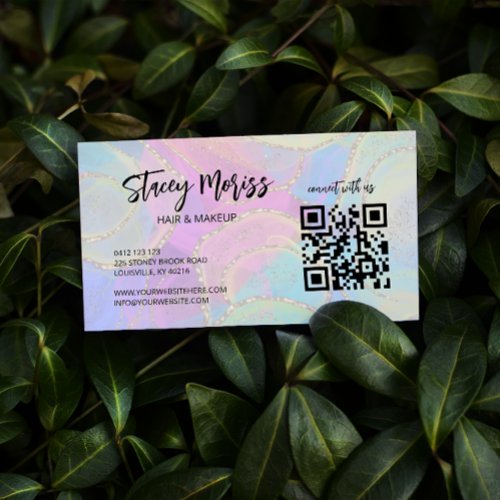 Chic Modern Bright Trendy Gold Colorful QR Code Business Card