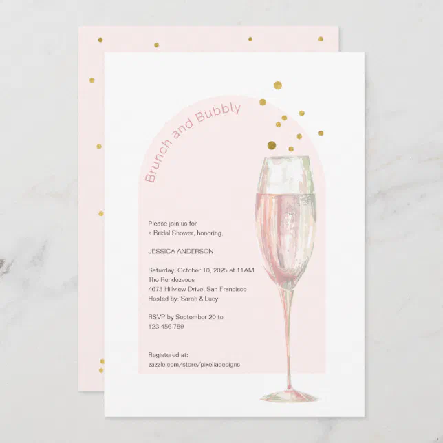 Chic Modern brunch and bubbly mimosa bridal shower Invitation | Zazzle