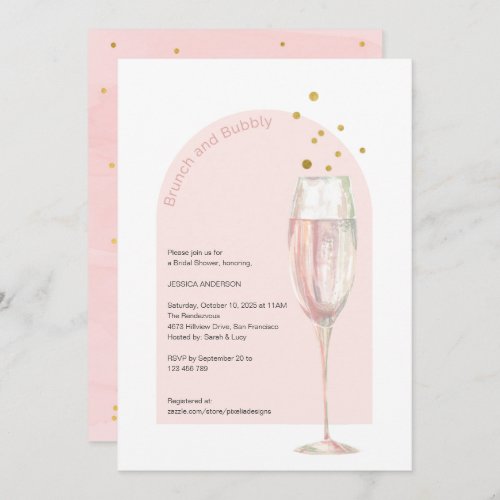 Chic Modern brunch and bubbly mimosa bridal shower Invitation