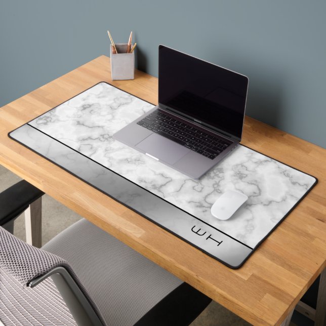 Chic Modern Business Marble White Desk Mat (Office 2)