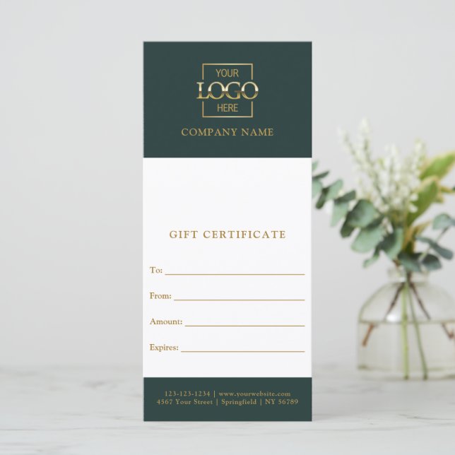 Chic Modern Business Personalized Gift Certificate (Standing Front)