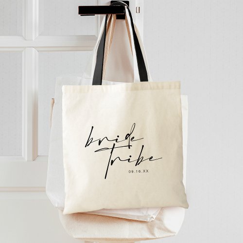 Chic Modern Calligraphy Bride Tribe Tote Bag