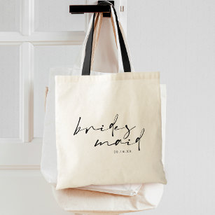 Chic Modern Calligraphy Bridesmaid Tote Bag