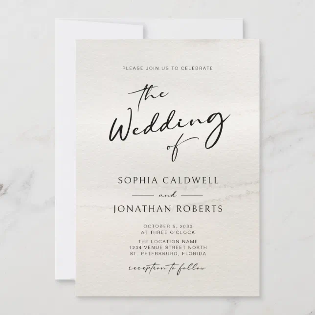 Chic Modern Calligraphy Earth Tones Wedding Invitation | Zazzle