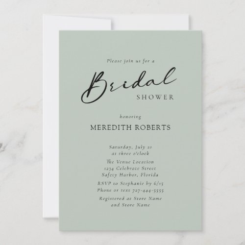 Chic Modern Calligraphy Simple Bridal Shower Invitation