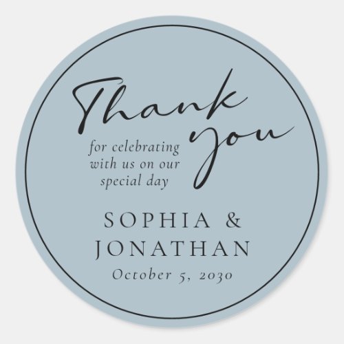 Chic Modern Calligraphy Wedding Favor Thank You Classic Round Sticker