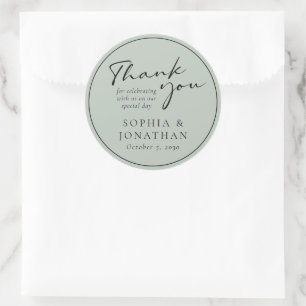 Chic Modern Calligraphy Wedding Favor Thank You Classic Round Sticker