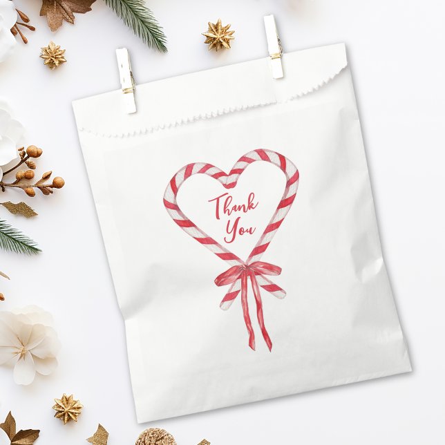 Chic Modern Candy Cane and Bow Christmas Thank You Favor Bag (Creator Uploaded)