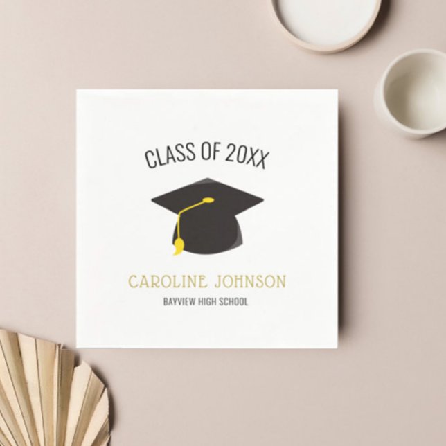 Chic Modern Cap & Tassel Black Gold Graduate Napkins (Creator Uploaded)