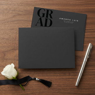 Chic Modern Charcoal Graduation Envelope
