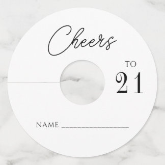 Chic modern cheers 21 birthday party wine glass tag