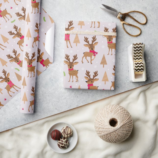 Chic Modern Christmas Holiday Reindeer Wrapping Paper (Crafts)