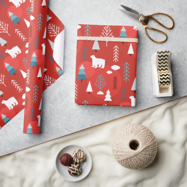 Chic Modern Christmas Holidays Winter Polar Bear Wrapping Paper (Crafts)