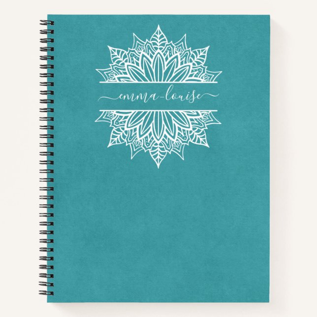 Chic Modern Circular Mandala Calligraphy Monogram Notebook (Front)