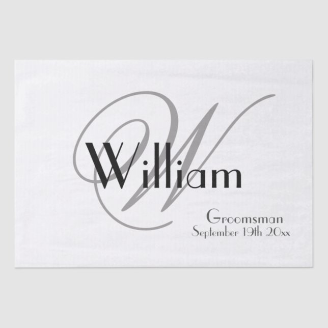 Chic Modern Classic Personalized Name + Monogram Tissue Paper (Front)