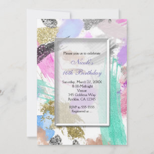 Chic Modern Colorful Beauty Party Invitations
