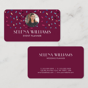 Chic Modern Colorful Candy Drips Burgundy Photo Business Card