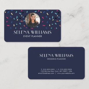 Chic Modern Colorful Candy Drips Navy Blue Photo Business Card
