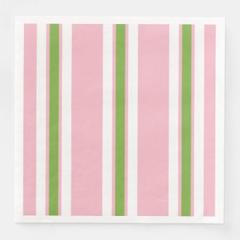 Chic Modern Cool Green/white Stripes On Pink Paper Dinner Napkins by GiftMePlease at Zazzle