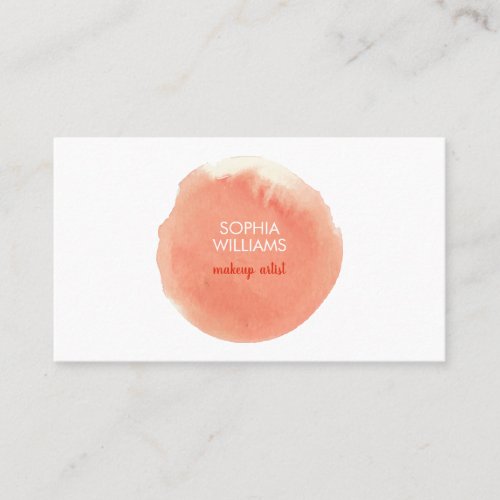 Chic Modern Coral Peach Watercolor Blot Business Card