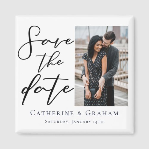 Chic Modern Couple Photo Save the Date Magnet