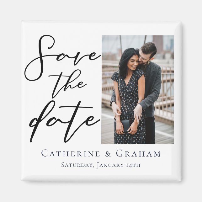 Chic Modern Couple Photo Save the Date Magnet (Front)