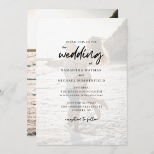 Chic Modern Couples Photo Script Wedding Invitation