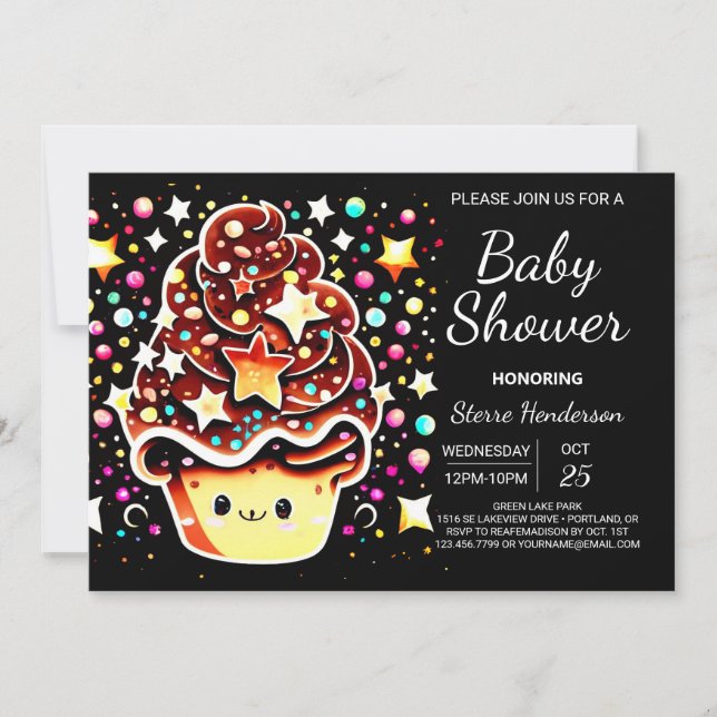 Chic Modern Cupcake Muffin Boy Baby Shower Invitation (Front)