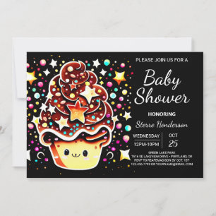 Chic Modern Cupcake Muffin Boy Baby Shower Invitation