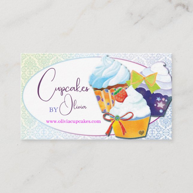 Chic Modern Cupcakes Patissier Business Card (Front)