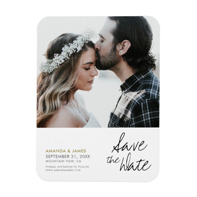 Chic Modern Custom Photo Wedding Save the Date Magnet (Vertical)