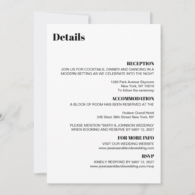Chic Modern Details Enclosure  Card (Front)