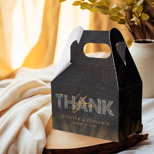 Chic Modern Diamond Black Gold Wedding Favor Boxes
