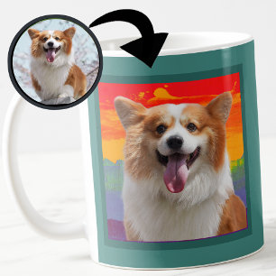 Chic Modern Dog Photo on Rainbow Background  Mug